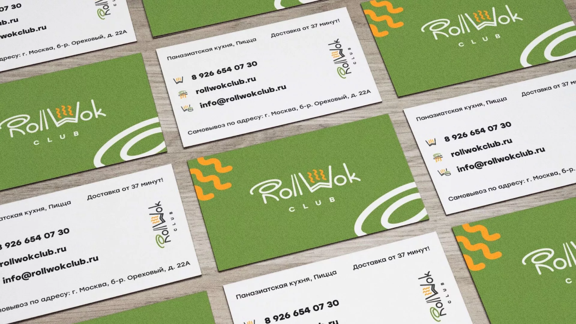 Разработка дизайна визиток суши-бара «Roll Wok Club» в Шебекино